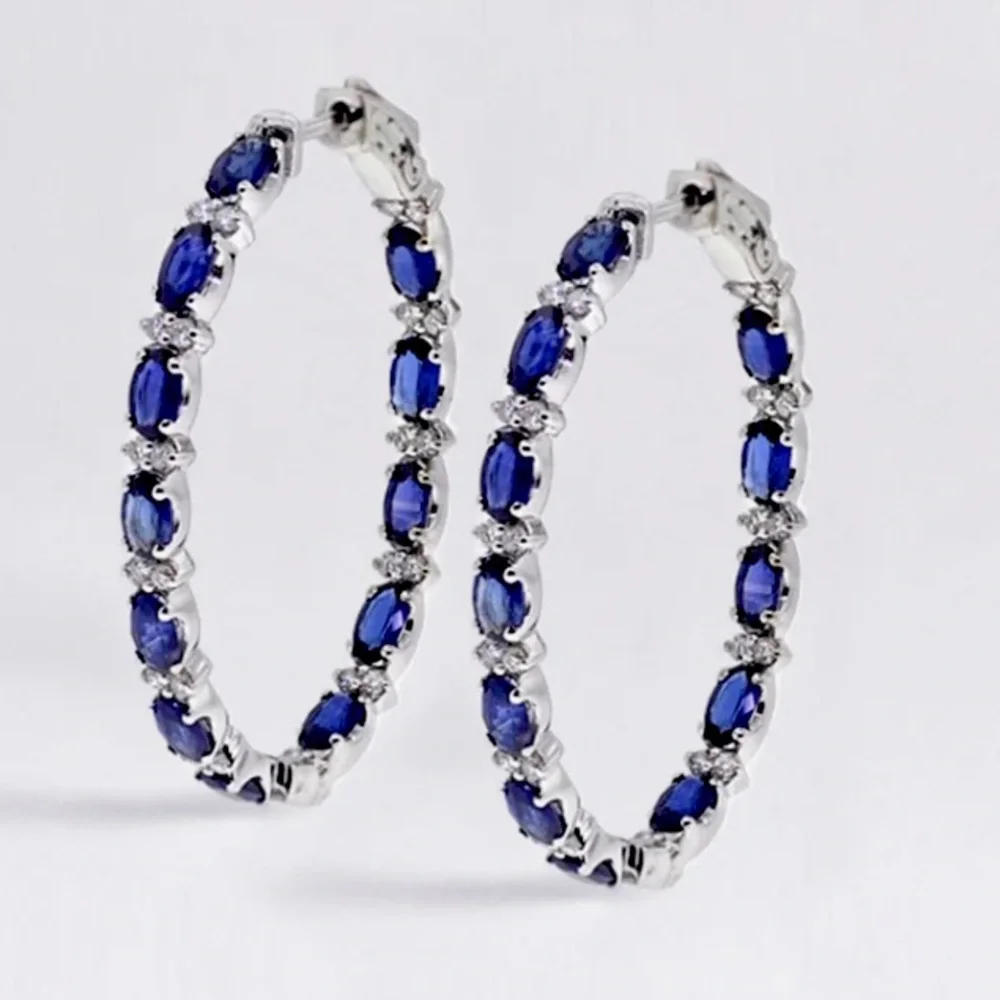 ๐ Big Hoop Sapphire Earrings - Picture 1 of 4